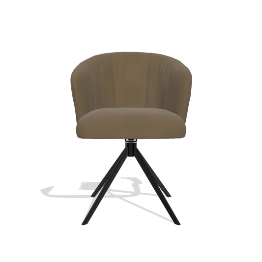 Chaise de salle à manger Lecce 6703 en Cuir A802 (olive), pied pivotant en noir, vue de face