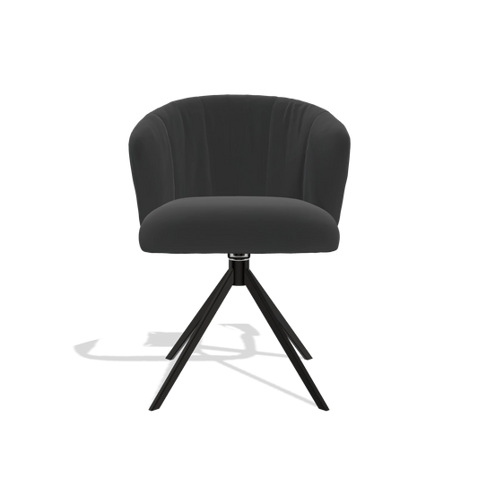 Chaise de salle à manger Lecce 6703 en Cuir A804 (noir), pied pivotant en noir, vue de face