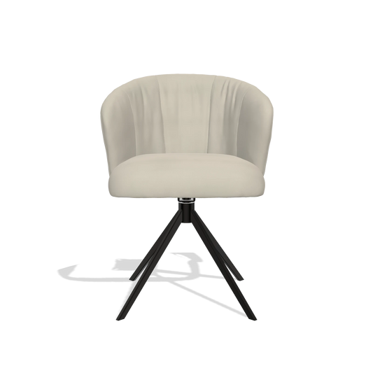 Chaise de salle à manger Lecce 6703 en Cuir A822 (gris clair), pied pivotant en noir, vue de face