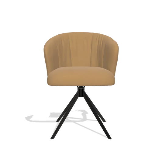 Chaise de salle à manger Lecce 6703 en Cuir A823 (moutarde), pied pivotant en noir, vue de face