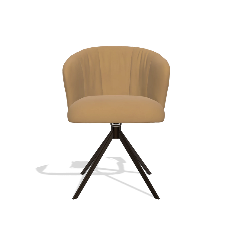Esszimmerstuhl Lecce 6703 in Leder A823 (Senfgelb), Drehfuß in Espresso, Vorderansicht
