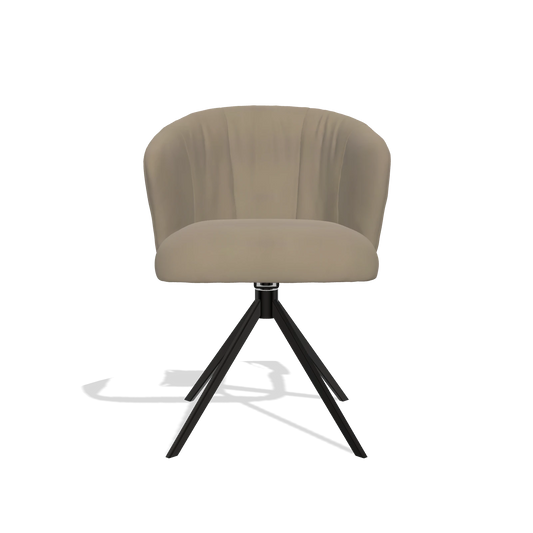 Chaise de salle à manger Lecce 6703 en Cuir A824 (vert sauge), pied pivotant en noir, vue de face