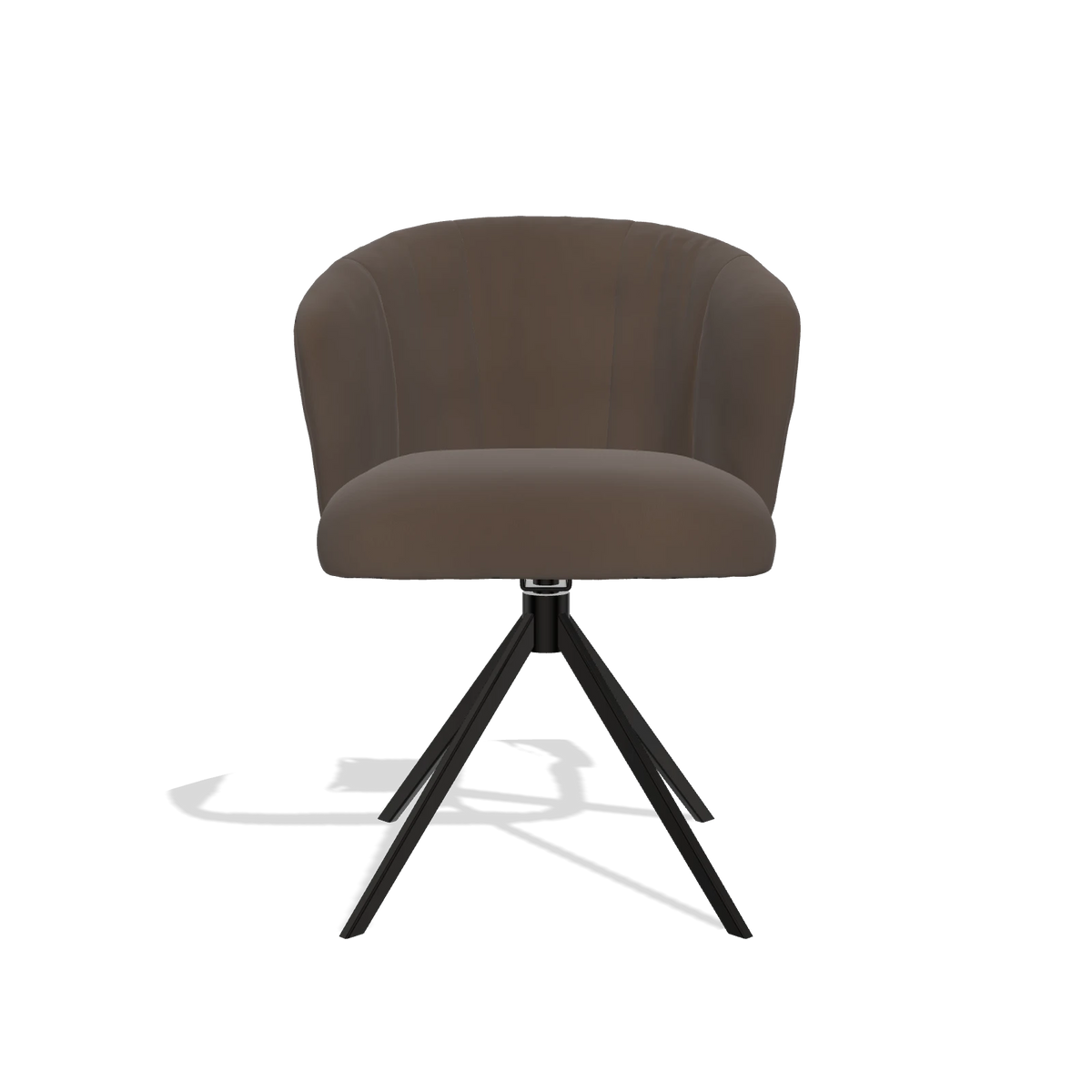 Silla de comedor Lecce 6703 en Piel A825 (marrón), base giratoria en negro, vista frontal