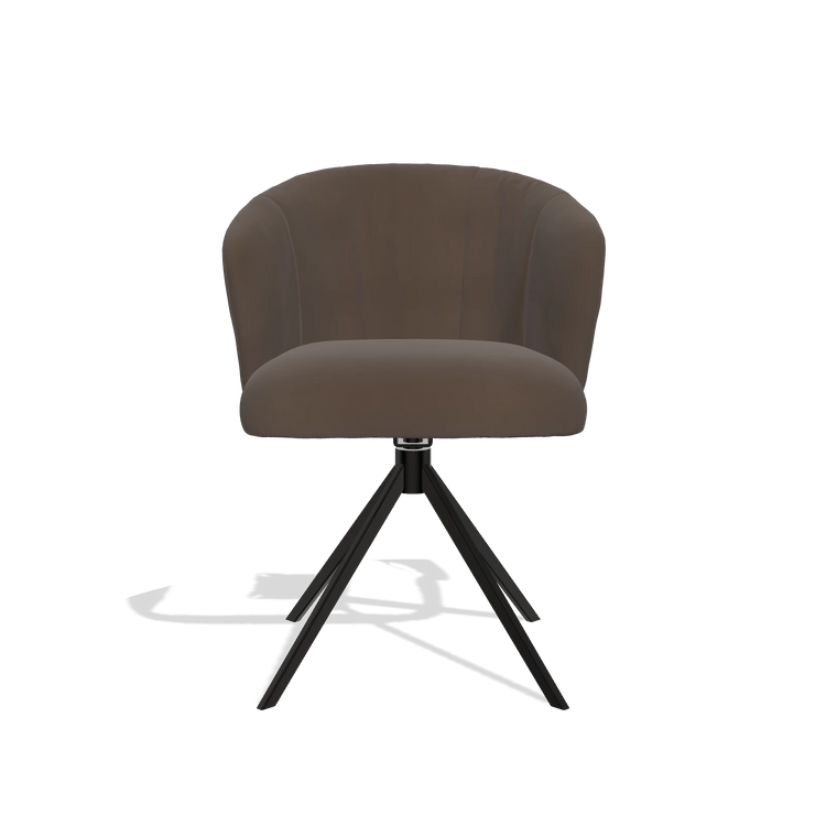 Silla de comedor Lecce 6703 en Piel A825 (marrón), base giratoria en negro, vista frontal