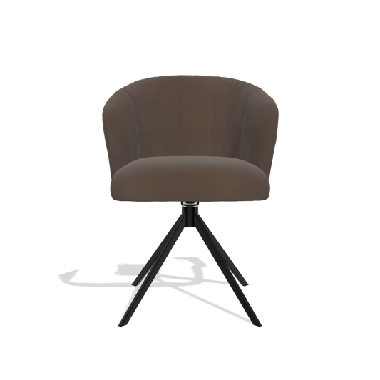 Chaise de salle à manger Lecce 6703 en Cuir A825 (marron), pied pivotant en noir, vue de face