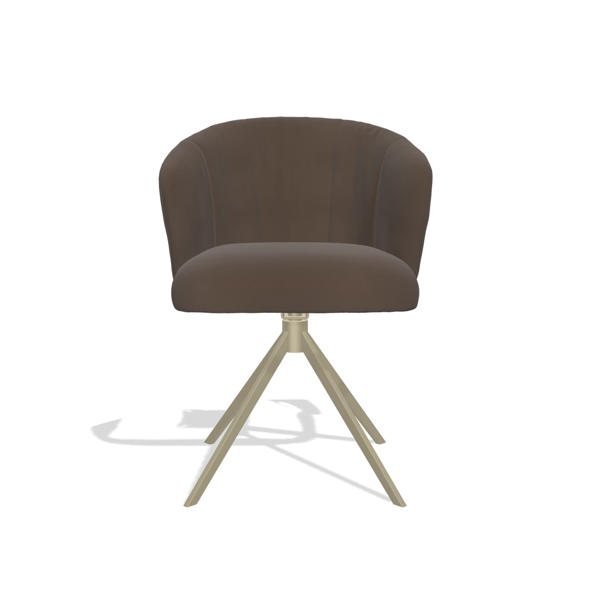 Silla de comedor Lecce 6703 en Piel A825 (marrón), base giratoria en champán, vista frontal