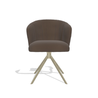 Silla de comedor Lecce 6703 en Piel A825 (marrón), base giratoria en champán, vista frontal