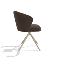 Silla de comedor Lecce 6703 en Piel A825 (marrón), base giratoria en champán, vista lateral