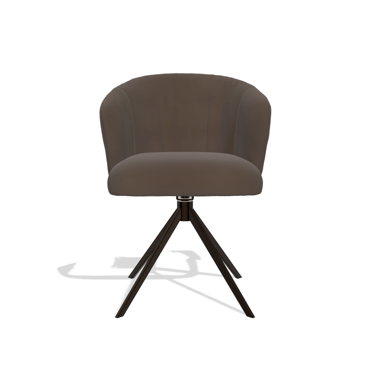 Silla de comedor Lecce 6703 en Piel A825 (marrón), base giratoria en espresso, vista frontal