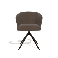 Silla de comedor Lecce 6703 en Piel A825 (marrón), base giratoria en espresso, vista frontal