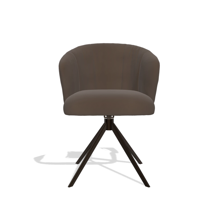Silla de comedor Lecce 6703 en Piel A825 (marrón), base giratoria en espresso, vista frontal