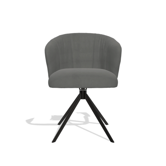 Chaise de salle à manger Lecce 6703 en Cuir B400 (gris foncé), pied pivotant en noir, vue de face