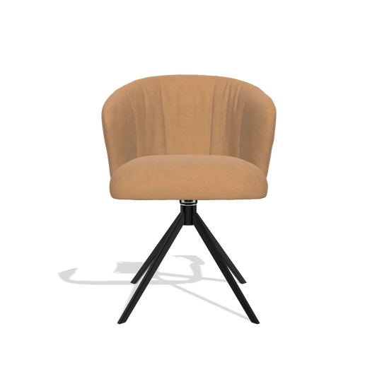 Chaise de salle à manger Lecce 6703 en Cuir B401 (moutarde), pied pivotant en noir, vue de face