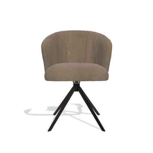 Esszimmerstuhl Lecce 6703 in Leder B402 (Taupe), Drehfuß in Schwarz, Vorderansicht