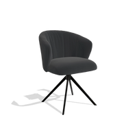 Esszimmerstuhl Lecce 6703 in Leder B500 (Schwarz), Drehfuß in Schwarz, Schrägansicht