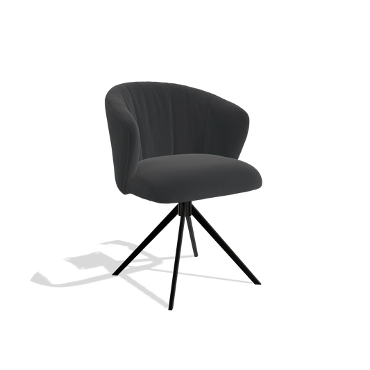 Esszimmerstuhl Lecce 6703 in Leder B500 (Schwarz), Drehfuß in Schwarz, Schrägansicht