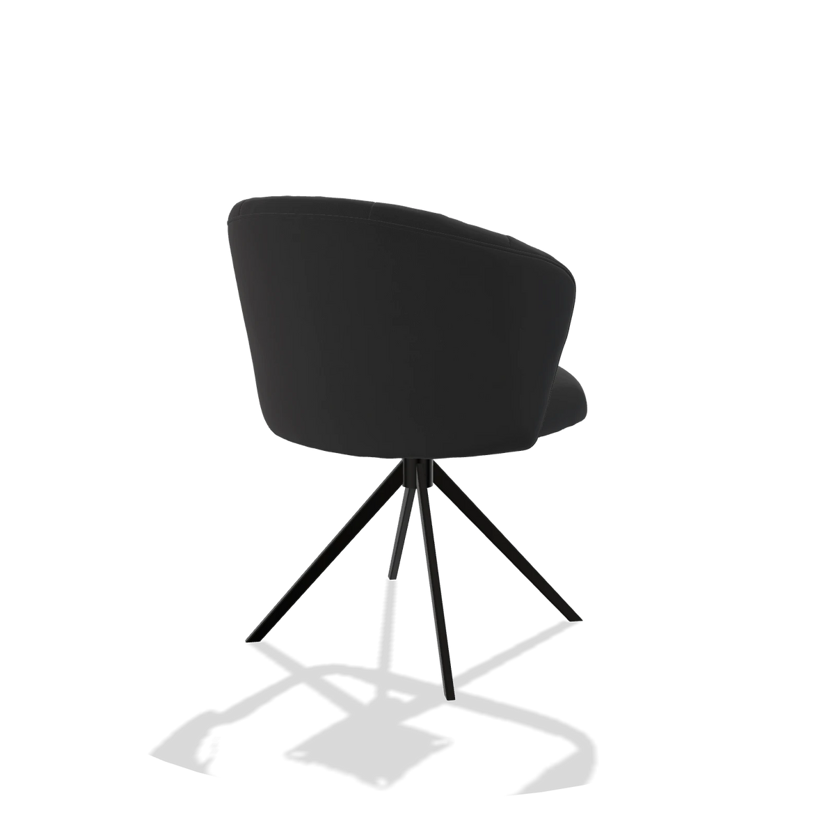 Esszimmerstuhl Lecce 6703 in Leder B500 (Schwarz), Drehfuß in Schwarz, Schrägansicht von hinten