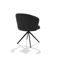 Esszimmerstuhl Lecce 6703 in Leder B500 (Schwarz), Drehfuß in Schwarz, Schrägansicht von hinten