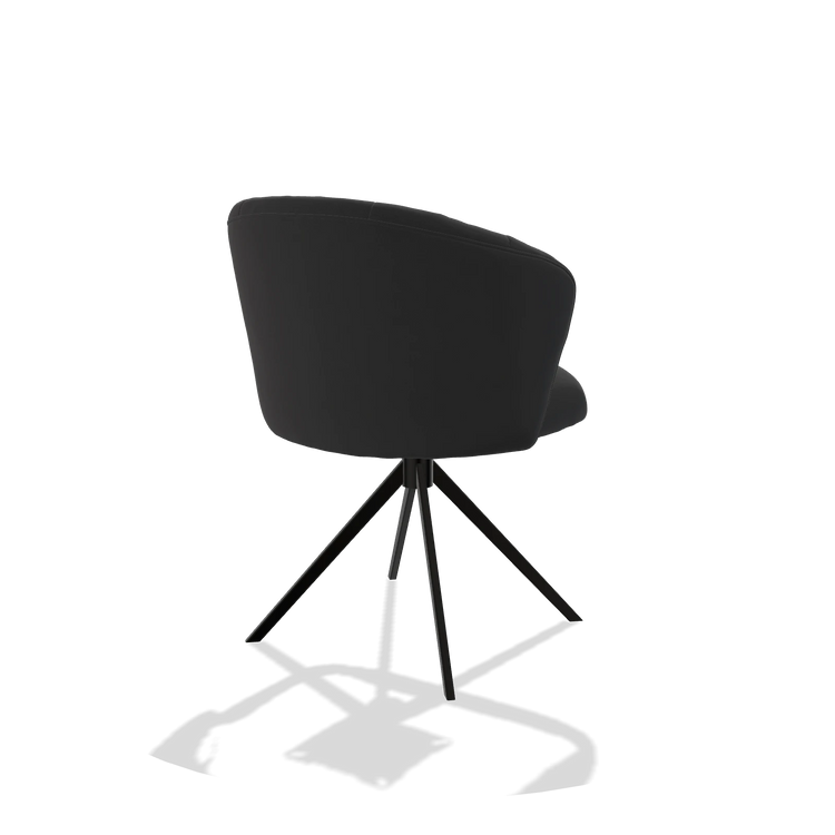 Esszimmerstuhl Lecce 6703 in Leder B500 (Schwarz), Drehfuß in Schwarz, Schrägansicht von hinten