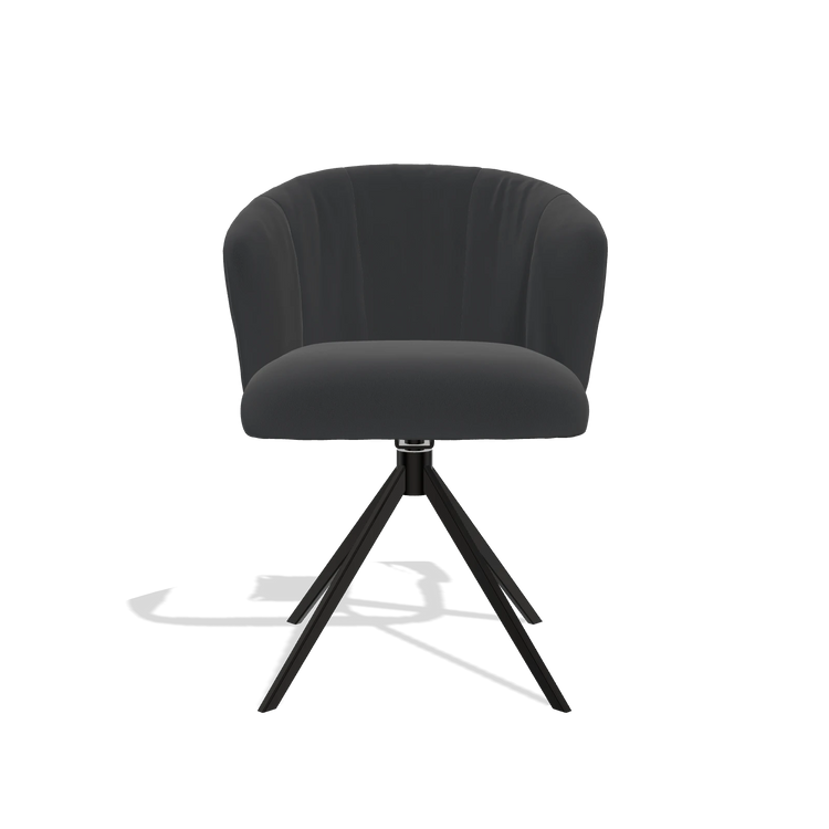 Esszimmerstuhl Lecce 6703 in Leder B500 (Schwarz), Drehfuß in Schwarz, Vorderansicht