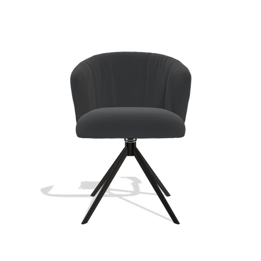 Esszimmerstuhl Lecce 6703 in Leder B500 (Schwarz), Drehfuß in Schwarz, Vorderansicht
