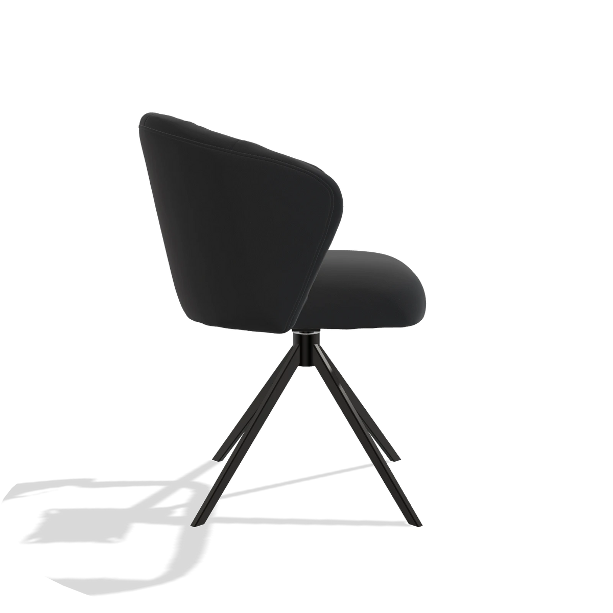 Esszimmerstuhl Lecce 6703 in Leder B500 (Schwarz), Drehfuß in Schwarz, Seitenansicht