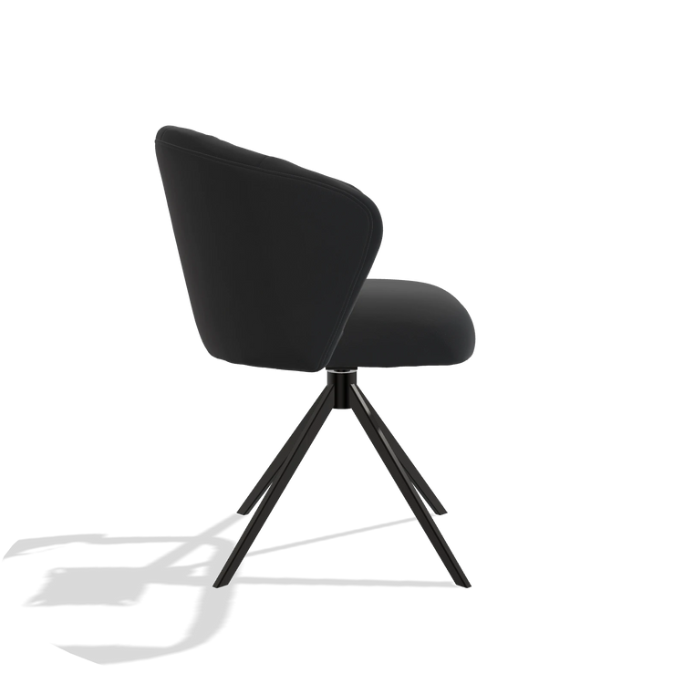 Esszimmerstuhl Lecce 6703 in Leder B500 (Schwarz), Drehfuß in Schwarz, Seitenansicht