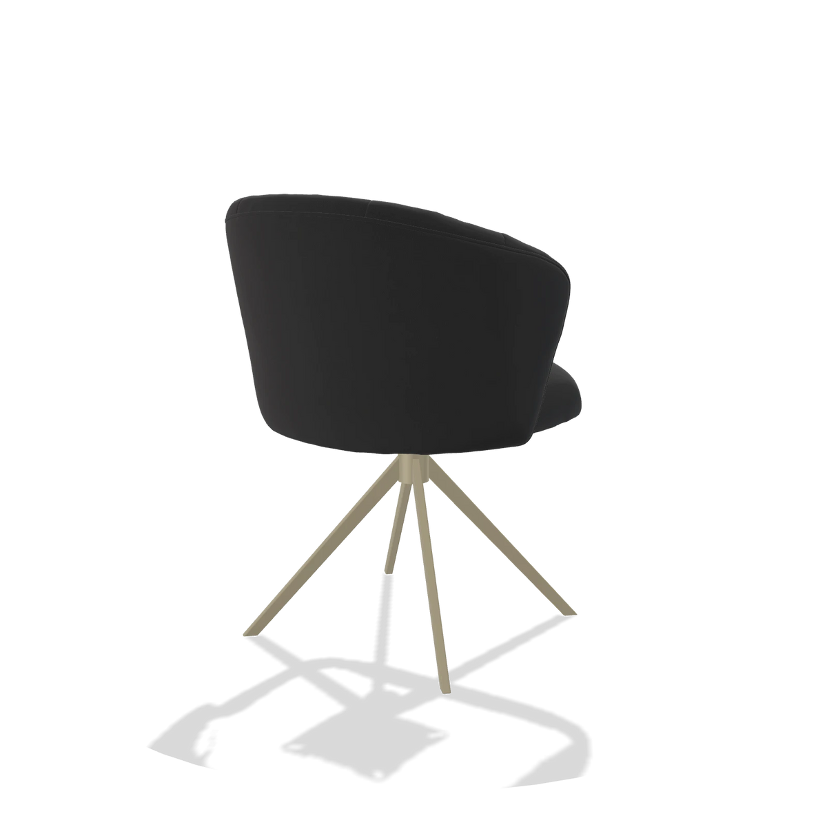 Esszimmerstuhl Lecce 6703 in Leder B500 (Schwarz), Drehfuß in Champagner, Schrägansicht von hinten