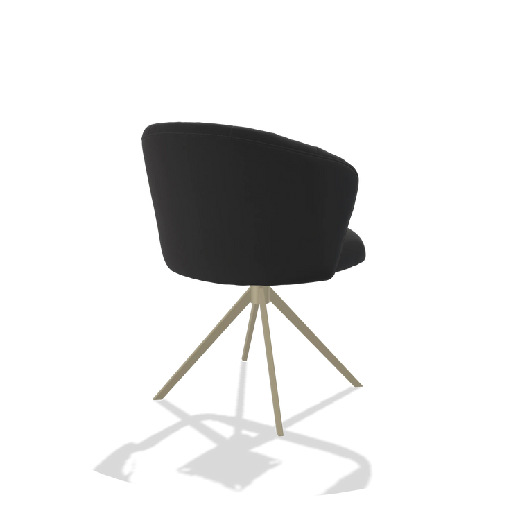 Esszimmerstuhl Lecce 6703 in Leder B500 (Schwarz), Drehfuß in Champagner, Schrägansicht von hinten