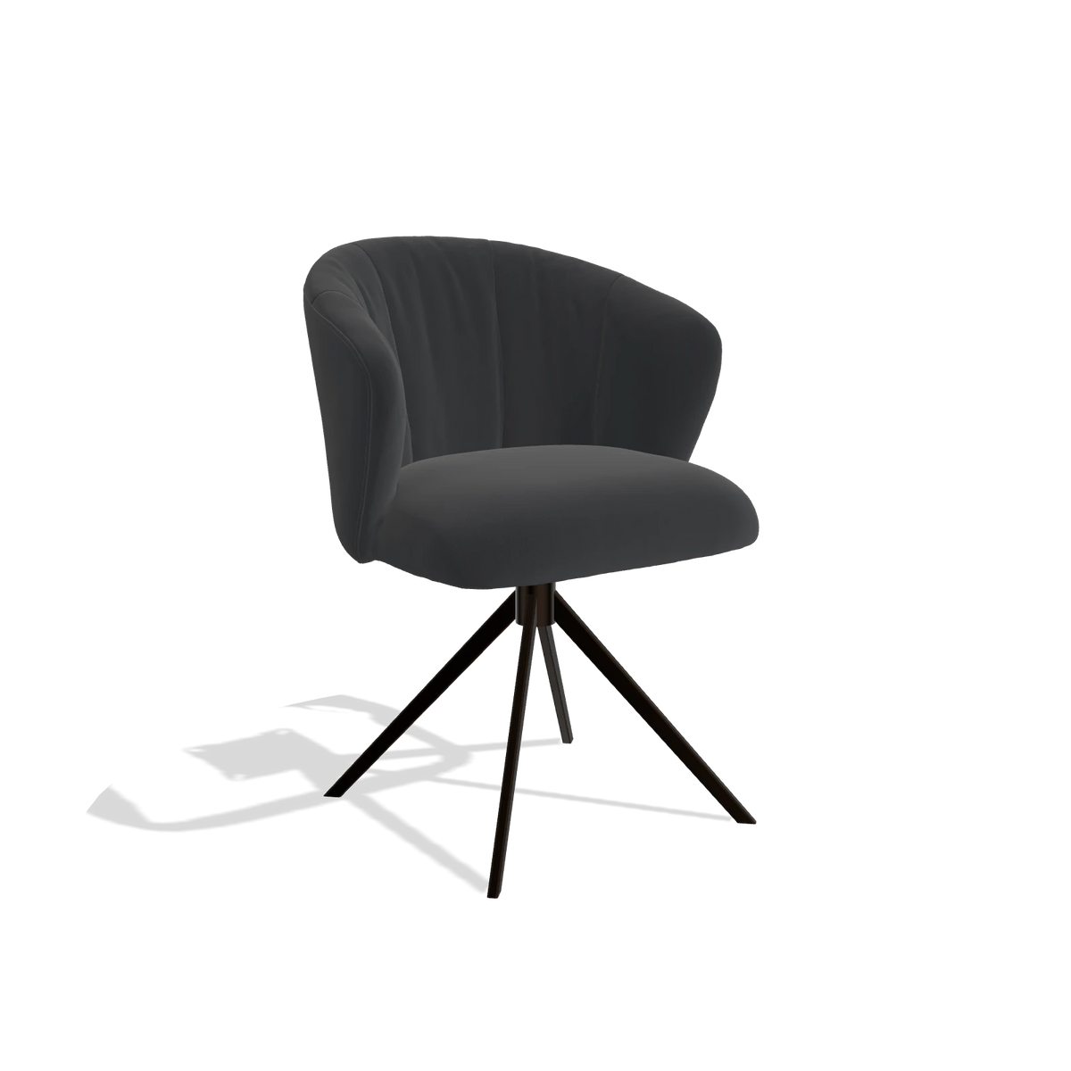 Esszimmerstuhl Lecce 6703 in Leder B500 (Schwarz), Drehfuß in Espresso, Schrägansicht