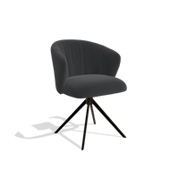 Esszimmerstuhl Lecce 6703 in Leder B500 (Schwarz), Drehfuß in Espresso, Schrägansicht