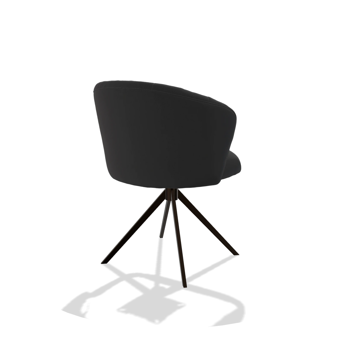 Esszimmerstuhl Lecce 6703 in Leder B500 (Schwarz), Drehfuß in Espresso, Schrägansicht von hinten