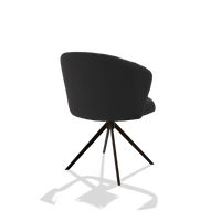 Esszimmerstuhl Lecce 6703 in Leder B500 (Schwarz), Drehfuß in Espresso, Schrägansicht von hinten