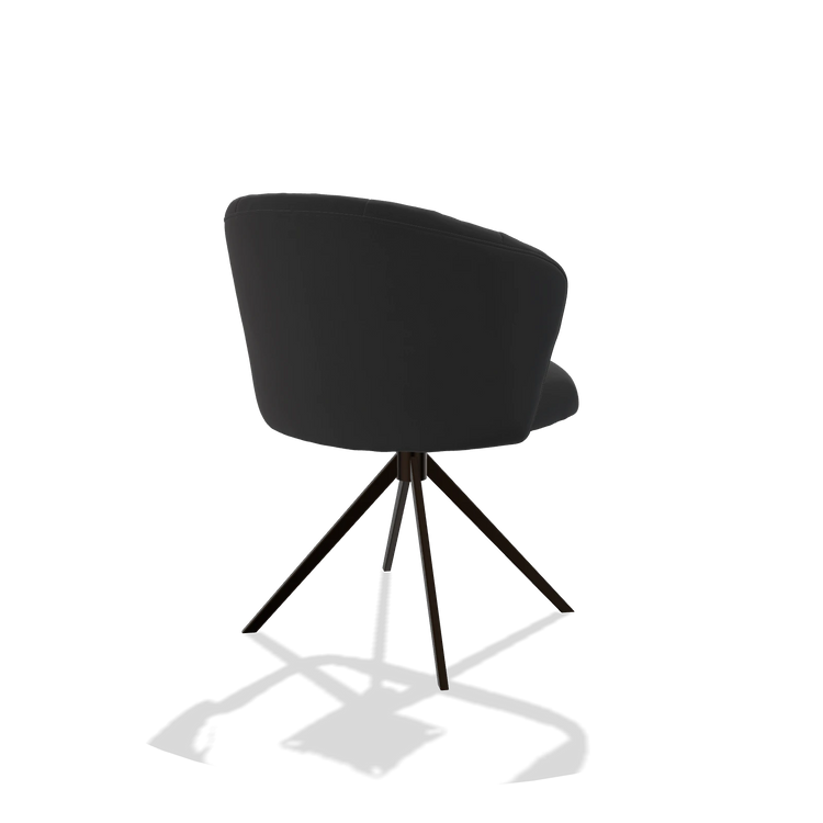 Esszimmerstuhl Lecce 6703 in Leder B500 (Schwarz), Drehfuß in Espresso, Schrägansicht von hinten