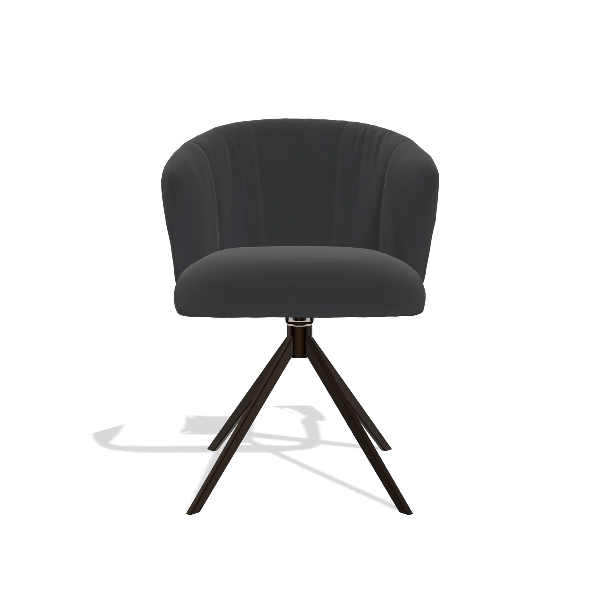Esszimmerstuhl Lecce 6703 in Leder B500 (Schwarz), Drehfuß in Espresso, Vorderansicht