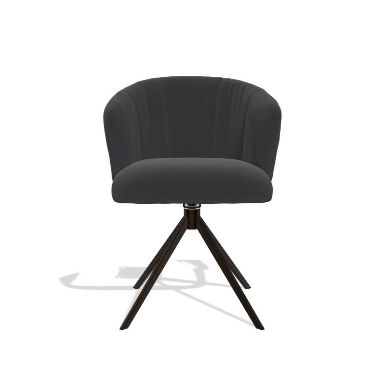 Esszimmerstuhl Lecce 6703 in Leder B500 (Schwarz), Drehfuß in Espresso, Vorderansicht