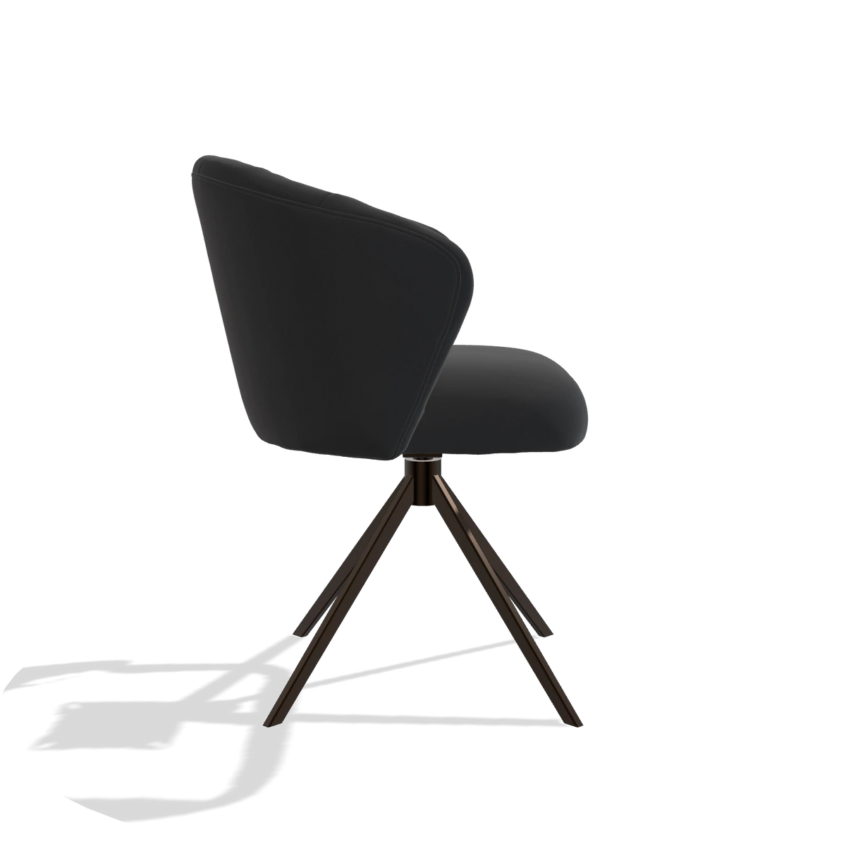 Esszimmerstuhl Lecce 6703 in Leder B500 (Schwarz), Drehfuß in Espresso, Seitenansicht