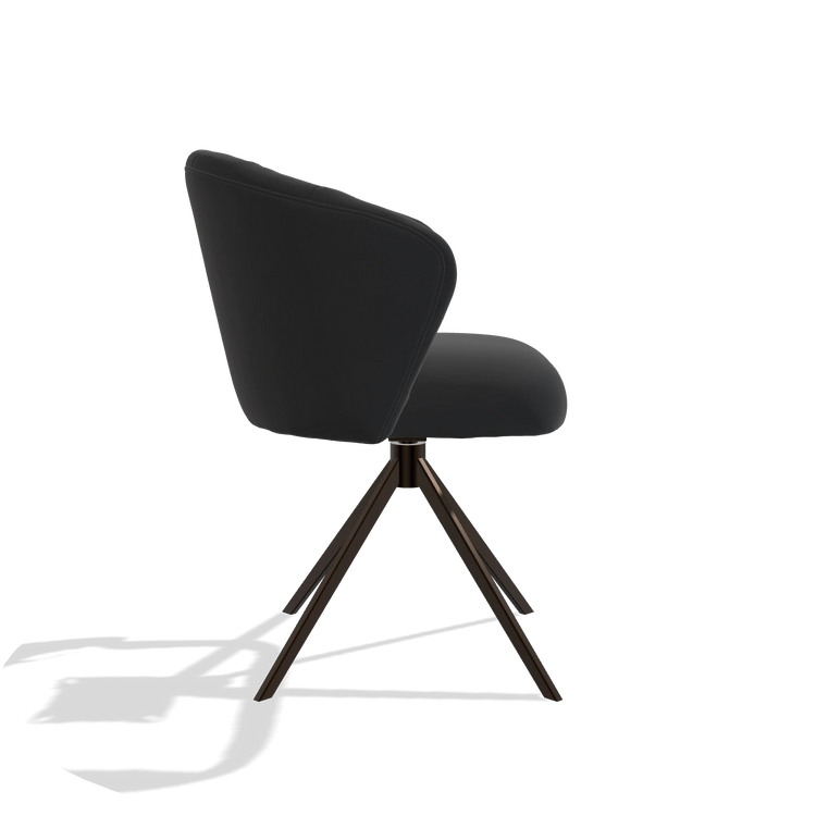 Esszimmerstuhl Lecce 6703 in Leder B500 (Schwarz), Drehfuß in Espresso, Seitenansicht