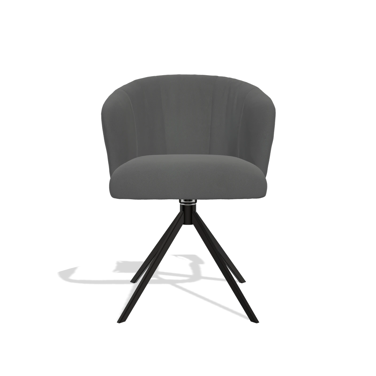 Chaise de salle à manger Lecce 6703 en Cuir B502 (gris foncé), pied pivotant en noir, vue de face