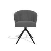Chaise de salle à manger Lecce 6703 en Cuir B502 (gris foncé), pied pivotant en noir, vue de face