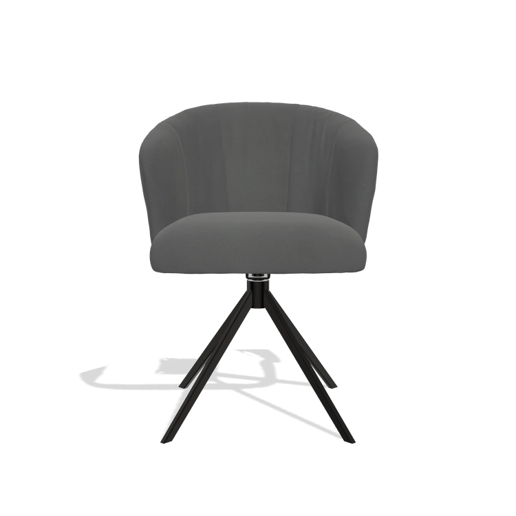 Chaise de salle à manger Lecce 6703 en Cuir B502 (gris foncé), pied pivotant en noir, vue de face