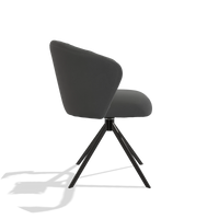 Chaise de salle à manger Lecce 6703 en Cuir B502 (gris foncé), pied pivotant en noir, vue de profil