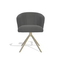 Chaise de salle à manger Lecce 6703 en Cuir B502 (gris foncé), pied pivotant en champagne, vue de face