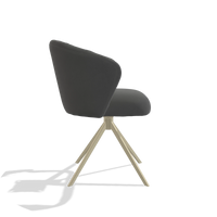 Chaise de salle à manger Lecce 6703 en Cuir B502 (gris foncé), pied pivotant en champagne, vue de profil