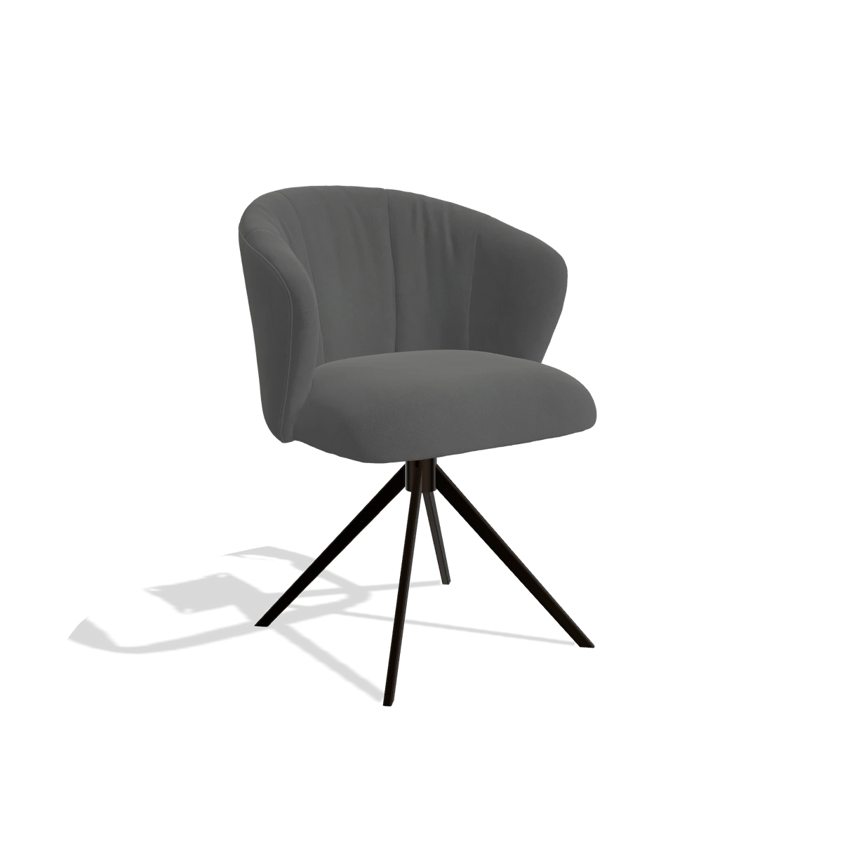 Chaise de salle à manger Lecce 6703 en Cuir B502 (gris foncé), pied pivotant en espresso, vue de trois-quarts