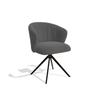 Chaise de salle à manger Lecce 6703 en Cuir B502 (gris foncé), pied pivotant en espresso, vue de trois-quarts