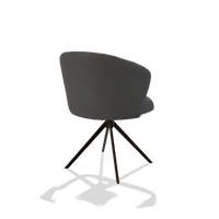 Chaise de salle à manger Lecce 6703 en Cuir B502 (gris foncé), pied pivotant en espresso, vue de trois-quarts arrière