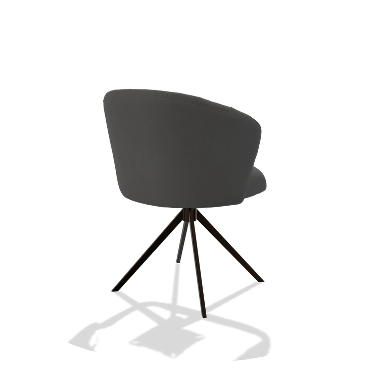 Chaise de salle à manger Lecce 6703 en Cuir B502 (gris foncé), pied pivotant en espresso, vue de trois-quarts arrière