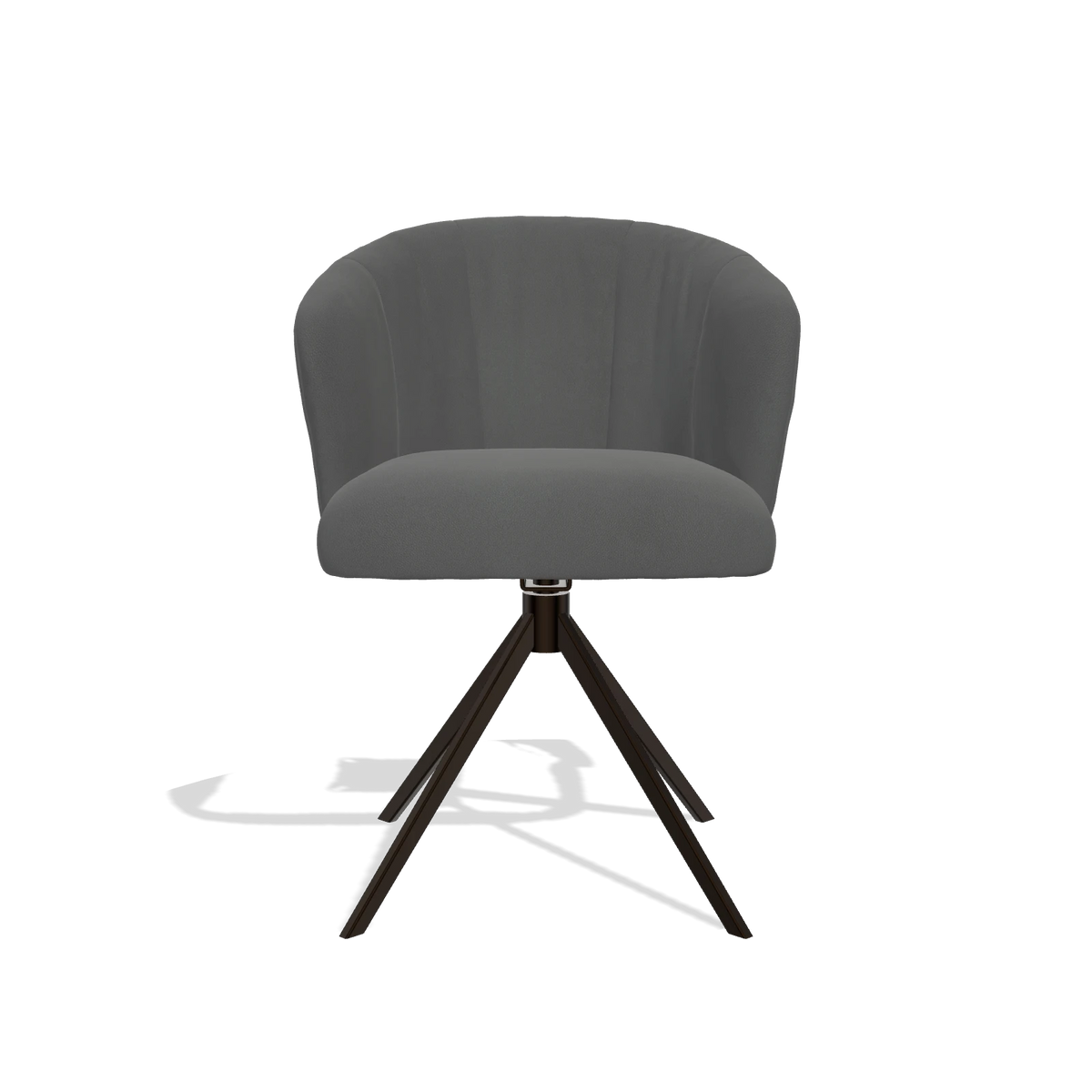 Chaise de salle à manger Lecce 6703 en Cuir B502 (gris foncé), pied pivotant en espresso, vue de face