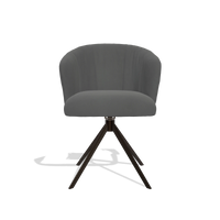 Chaise de salle à manger Lecce 6703 en Cuir B502 (gris foncé), pied pivotant en espresso, vue de face